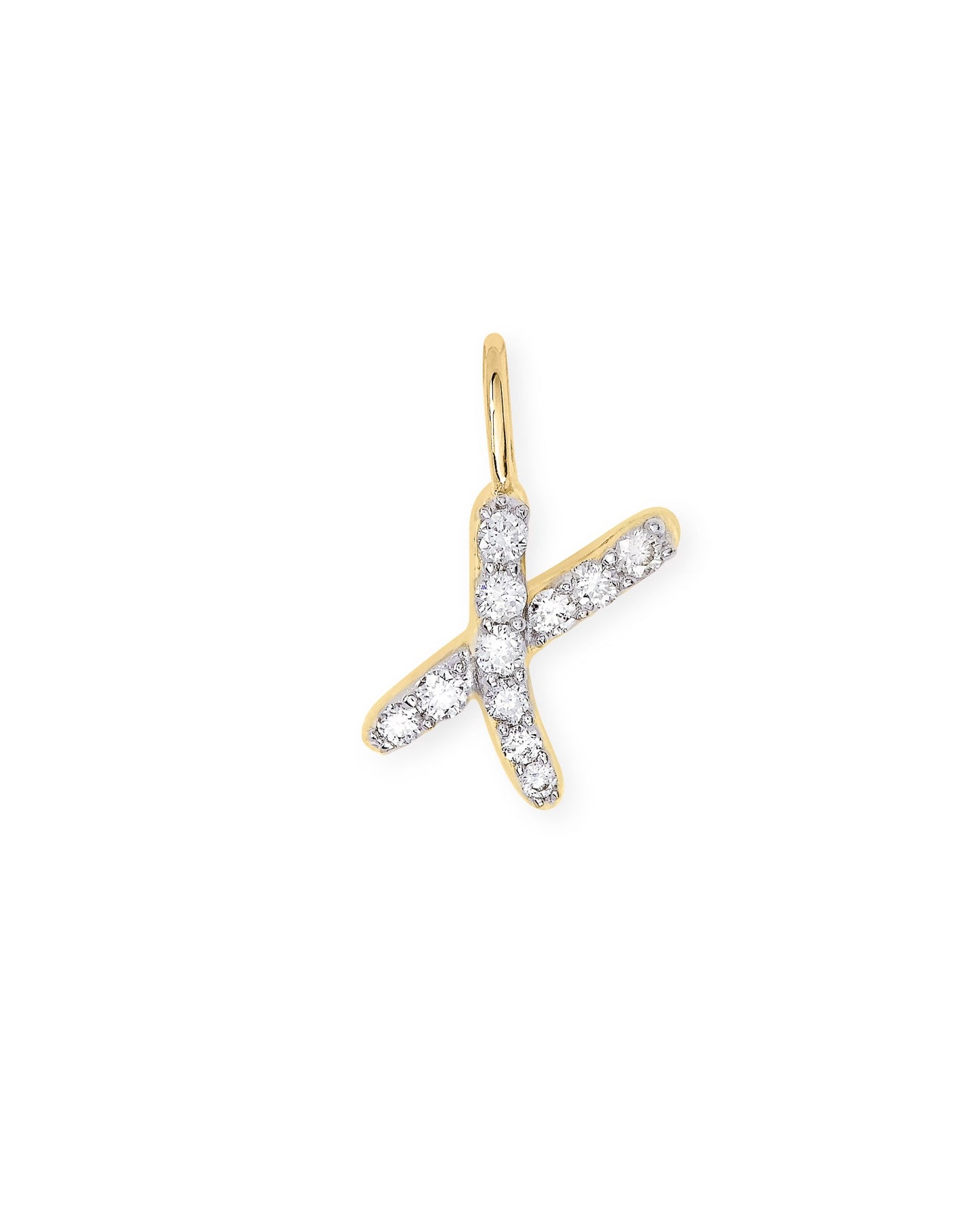 14k Yellow Gold Letter Charm in White Diamond