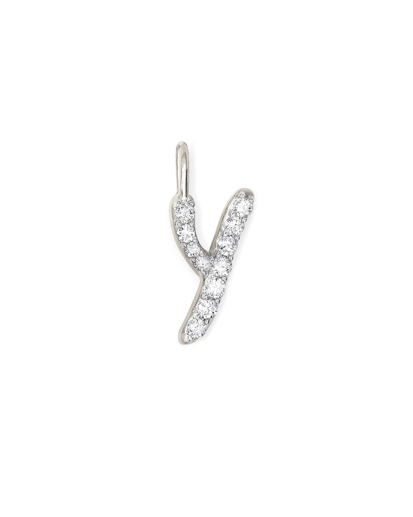 14k White Gold Letter D Charm in White Diamond