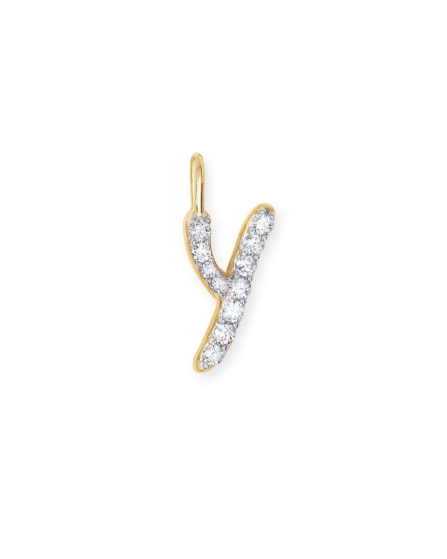 14k Yellow Gold Letter Charm in White Diamond