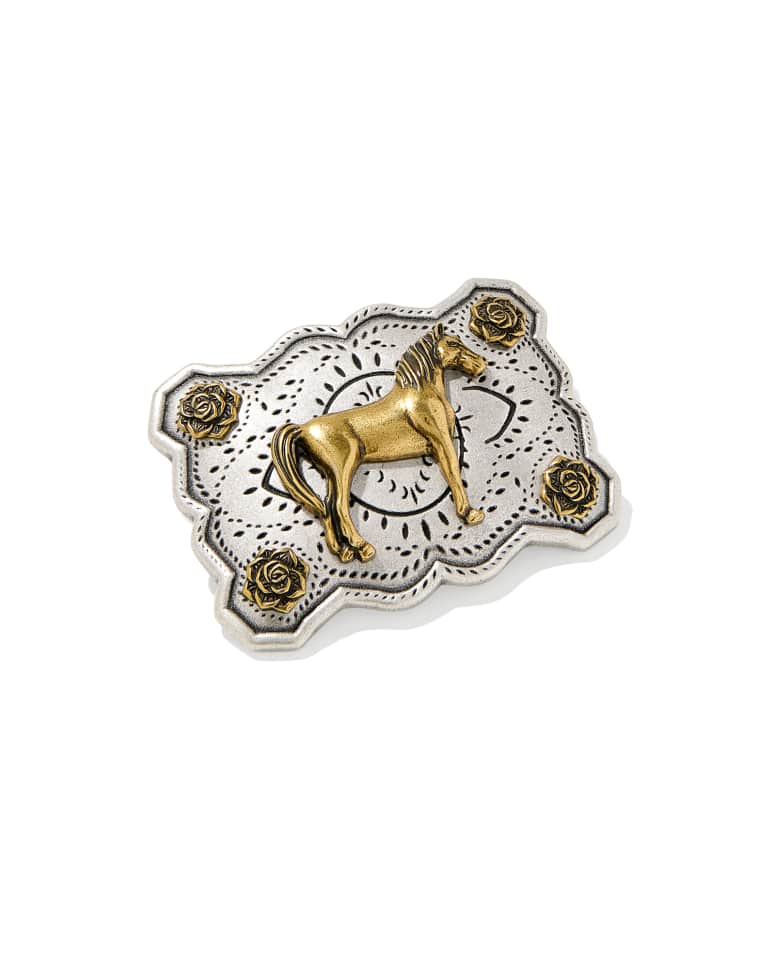 Yellow Rose Equine Belt Buckle in Mixed Metal 196088042794