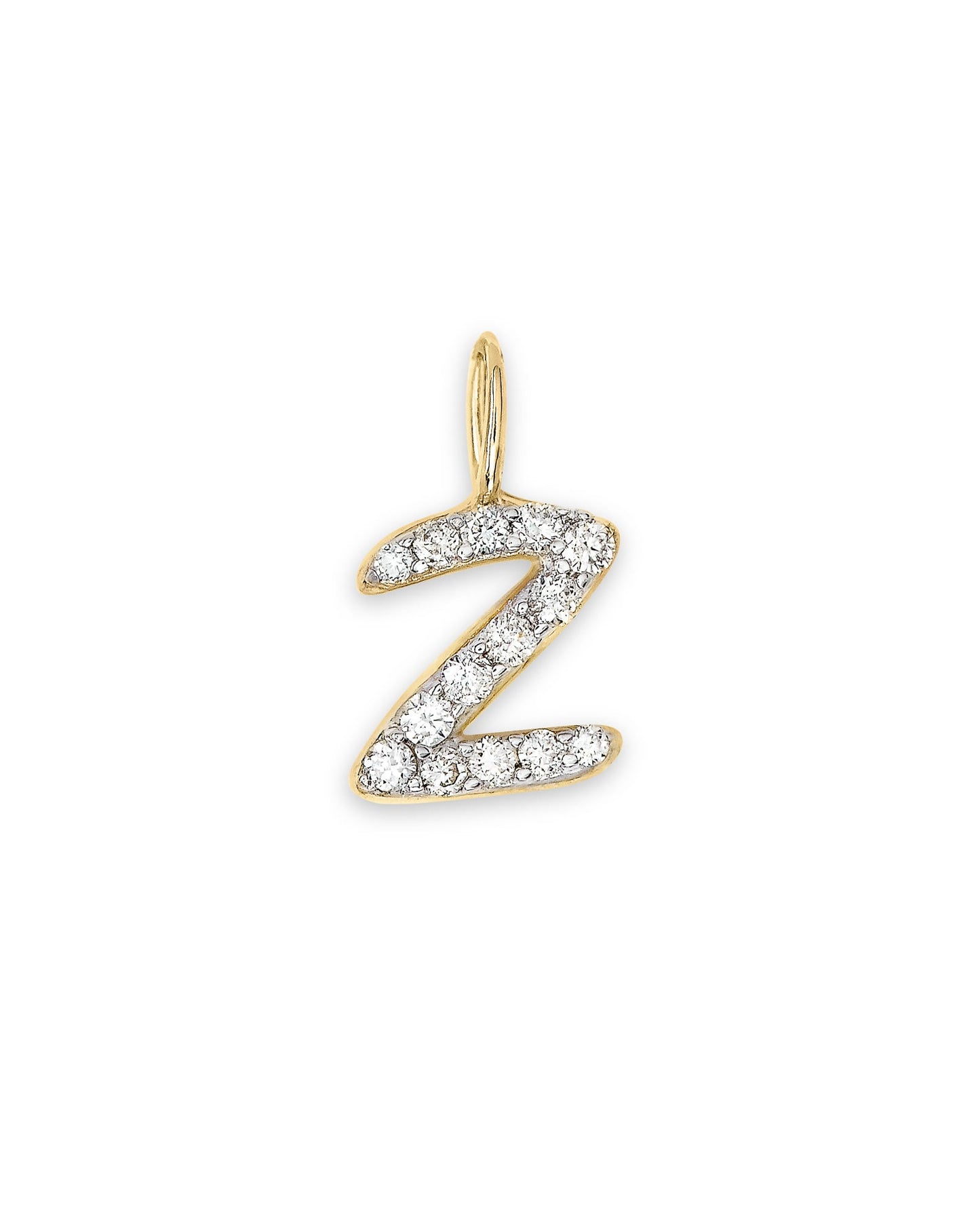 14k Yellow Gold Letter Charm in White Diamond