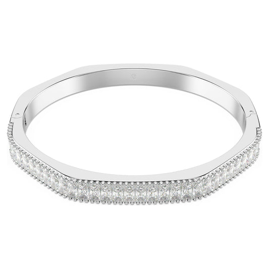 Matrix bangle, Baguette cut, Octagon shape, White, Rhodium plated