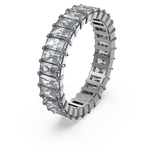 Matrix ring, Baguette cut, Gray, Ruthenium plated