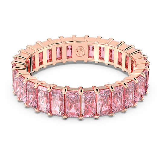 Matrix ring, Baguette cut, Pink, 18K rose gold finish