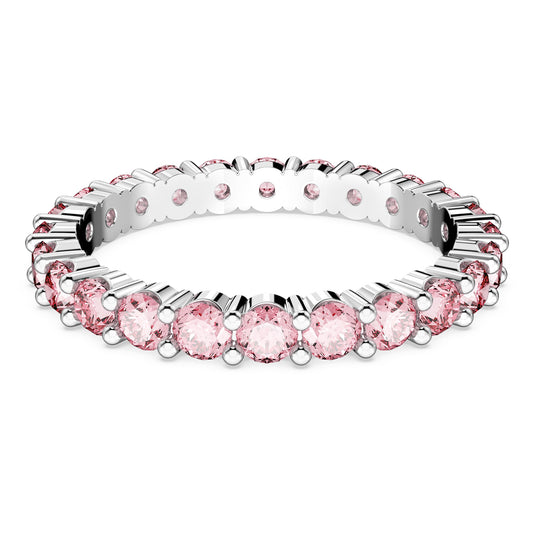 Matrix ring, Round cut, Pink, Rhodium plated