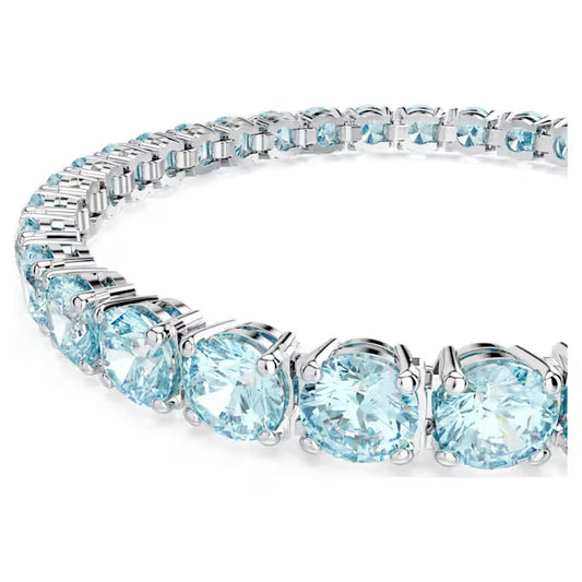 Matrix Tennis bracelet, Round cut, Blue, Rhodium plated