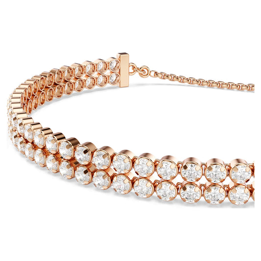 Swarovski Matrix Tennis bracelet, Round cut, White, Rose gold-tone plated