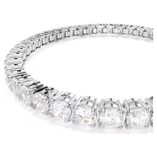 Matrix Tennis bracelet, Round cut, White, Rhodium plated