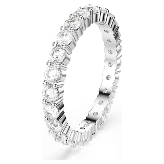 Swarovski Matrix Vittore ring, Round cut, White, Silver-tone finish
