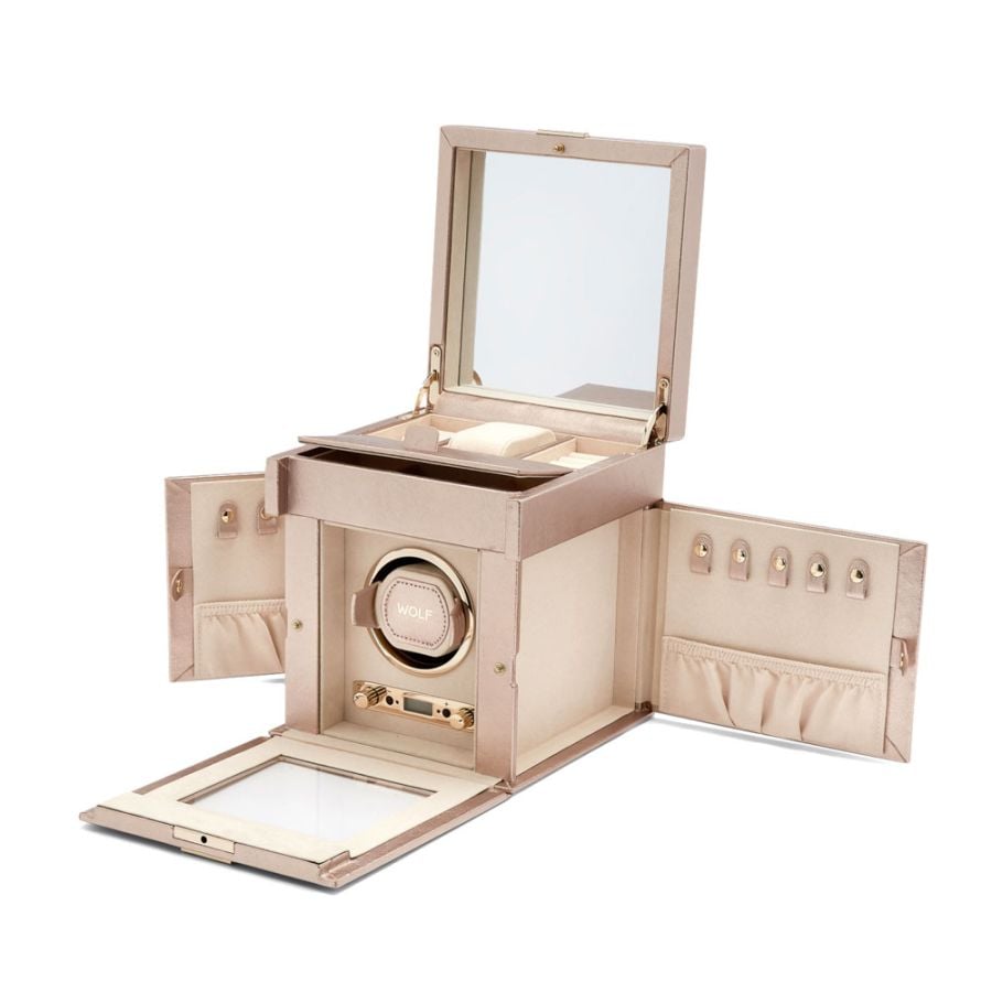 Wolf Palermo Single Watch Winder with Jewelry Storage 213716