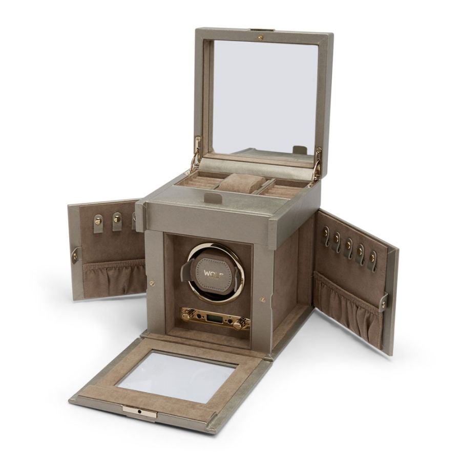Wolf Palermo Single Watch Winder with Jewelry Storage 213778