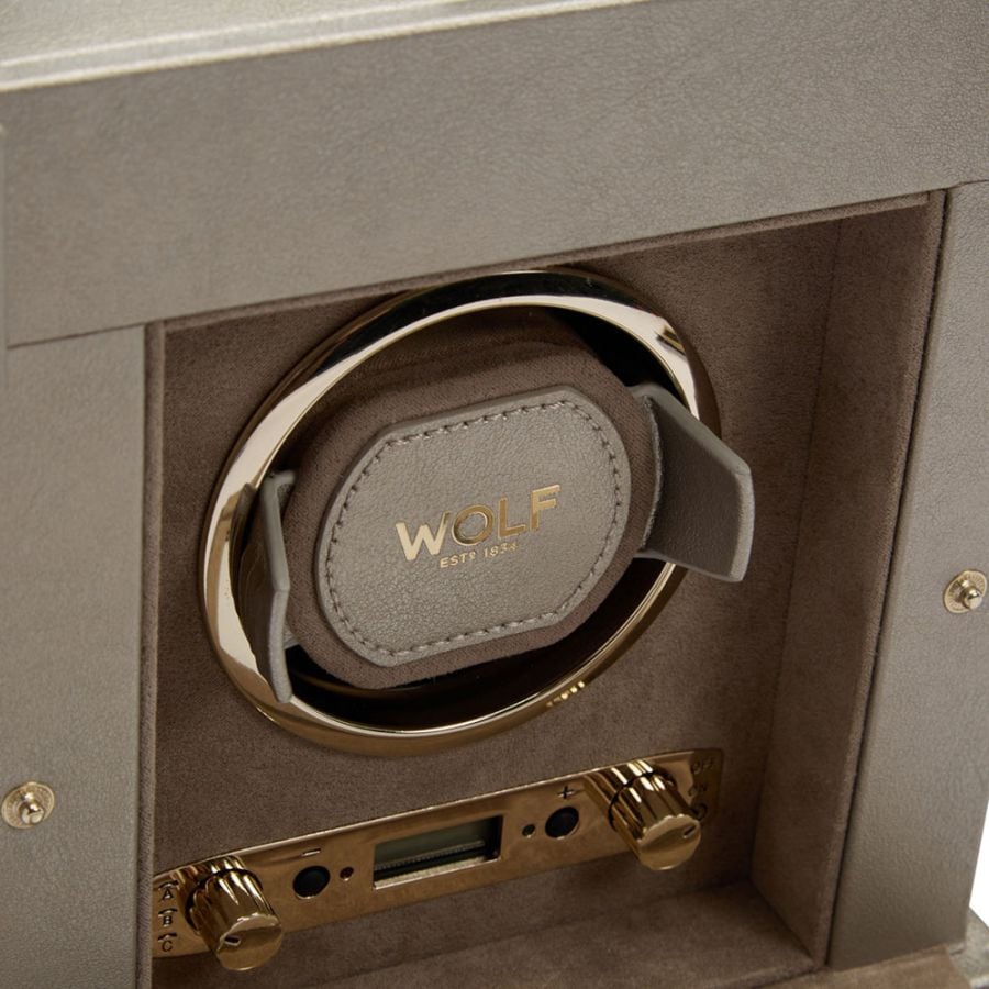 Wolf Palermo Single Watch Winder with Jewelry Storage 213778