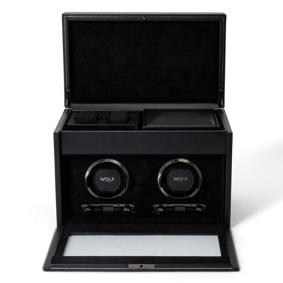 Wolf British Racing Double Watch Winder with Storage 792202