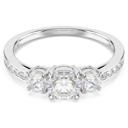 Stilla Attract Ring Round Cut, White, Silver-Tone Finish