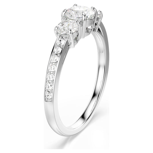 Stilla Attract Ring Round Cut, White, Silver-Tone Finish