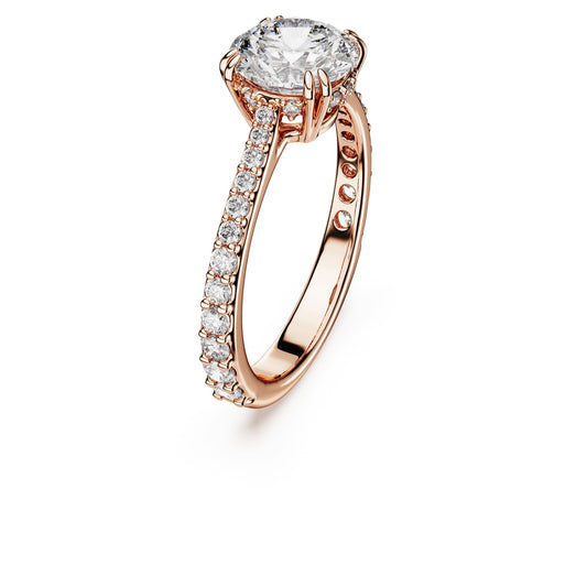Swarovski Stilla cocktail ring, Round cut, Pavé, White, Rose gold-tone plated