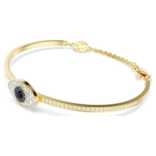 Symbolica bangle, Evil eye, Blue, 18K gold finish