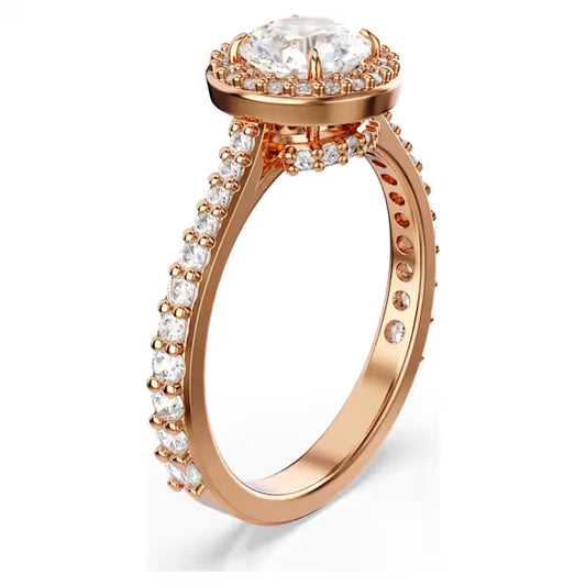 Una Angelic cocktail ring, Round cut, Pavé, White, 18K rose gold finish