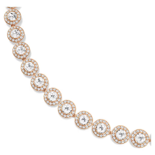 Una Angelic necklace, Round cut, Medium, White, 18K rose gold finish