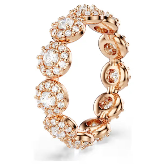 Una Angelic ring, Round cut, White, 18K rose gold finish