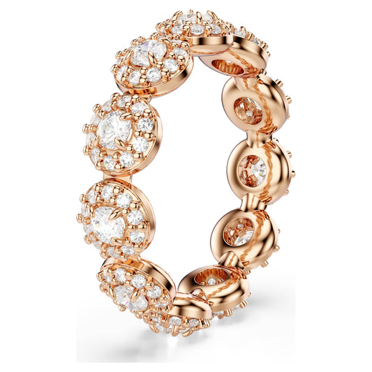 Swarovski Una Angelic ring, Round cut, White, Rose gold-tone plated