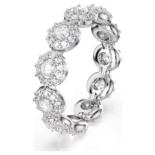 Una Angelic ring, Round cut, White, Rhodium plated