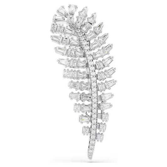 Vienna brooch Mixed cuts, Feather, White, Rhodium plated 5760564