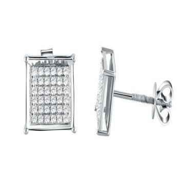 10 Karat White Gold 0.25 Carat Diamond Square Earrings-0124104-WG