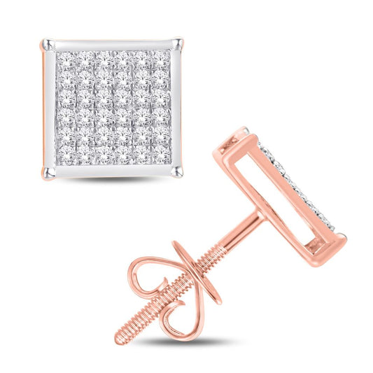 10 Karat Rose Gold 0.33 Carat Diamond Square Earrings-0124105-RG