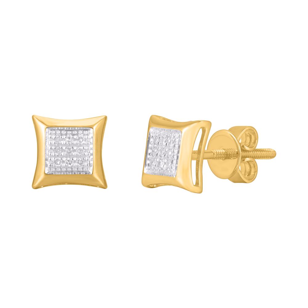 10 Karat Yellow Gold 0.05 Carat Diamond Square Earrings-0124201-YG