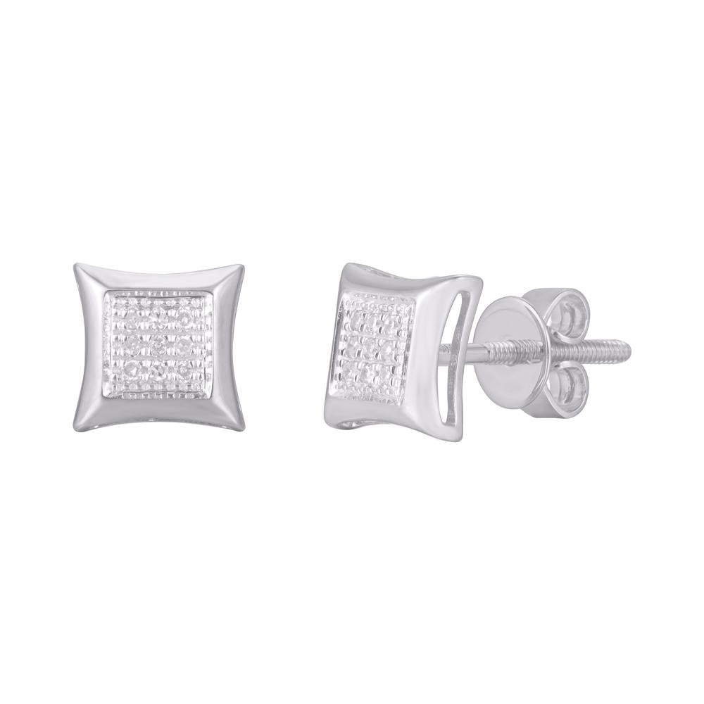 10 Karat White Gold 0.10 Carat Diamond Square Earrings-0124202-WG