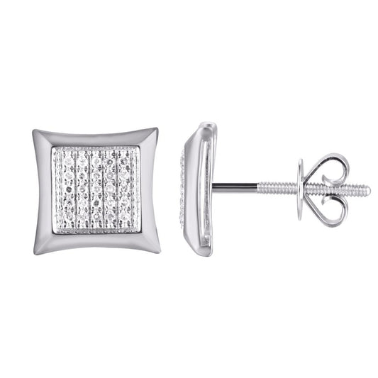 10 Karat White Gold 0.15 Carat Diamond Square  Earrings-0124203-WG