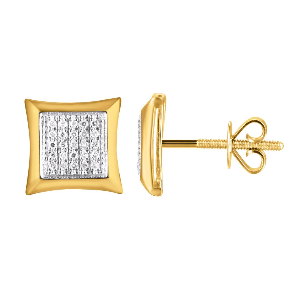 10 Karat Yellow Gold 0.15 Carat Diamond Square Earrings-0124203-YG