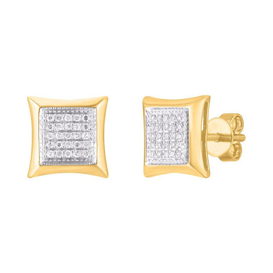 10 Karat Yellow Gold 0.25 Carat Diamond Square Earrings-0124204-YG