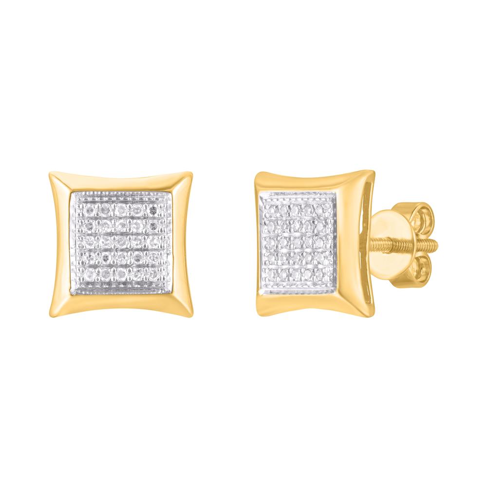 10 Karat Yellow Gold 0.25 Carat Diamond Square Earrings-0124204-YG