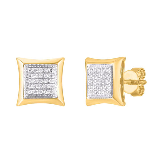 10 Karat Yellow Gold 0.33 Carat Diamond Square Earrings-0124205-YG