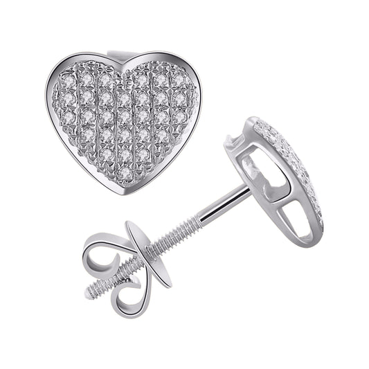 10 Karat White Gold 0.15 Carat Diamond Heart Earrings-0124303-WG