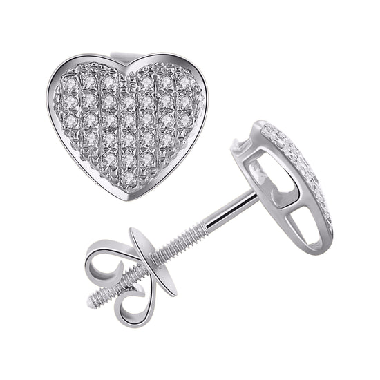 10 Karat White Gold 0.15 Carat Diamond Heart Earrings-0124303-WG