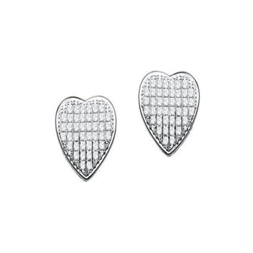 10 Karat Yellow Gold 0.15 Carat Diamond Heart Earrings-0124303-YG