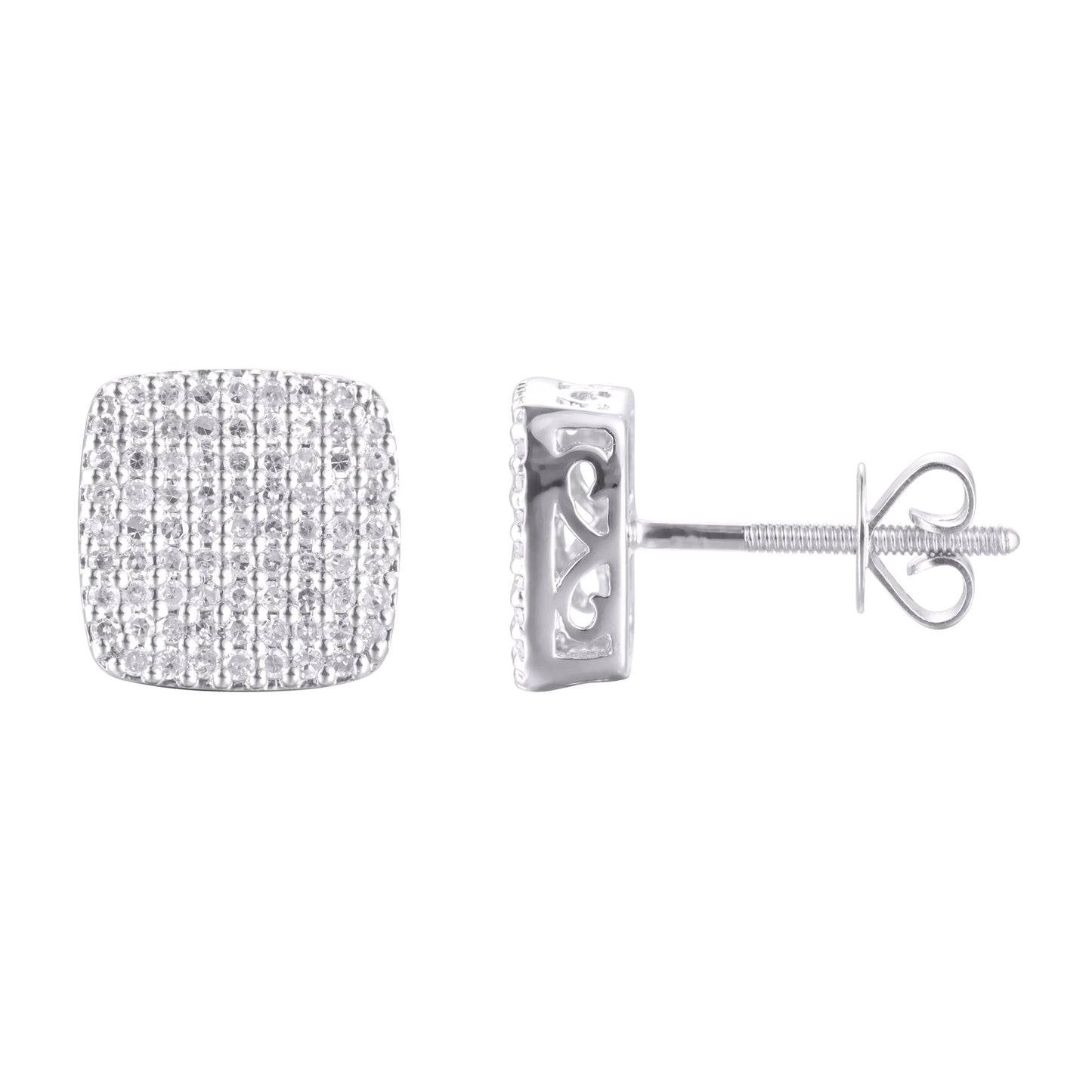10 Karat White Gold 0.75 Carat Diamond Cushion Earrings-0125058-WG