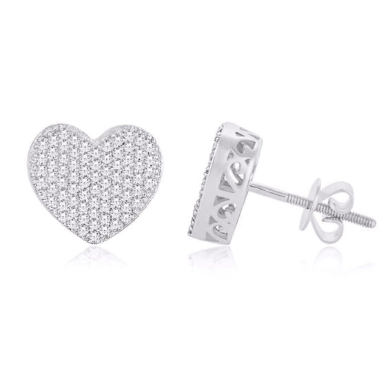 10 Karat White Gold 0.50 Carat Diamond Heart Earrings-0125059-WG