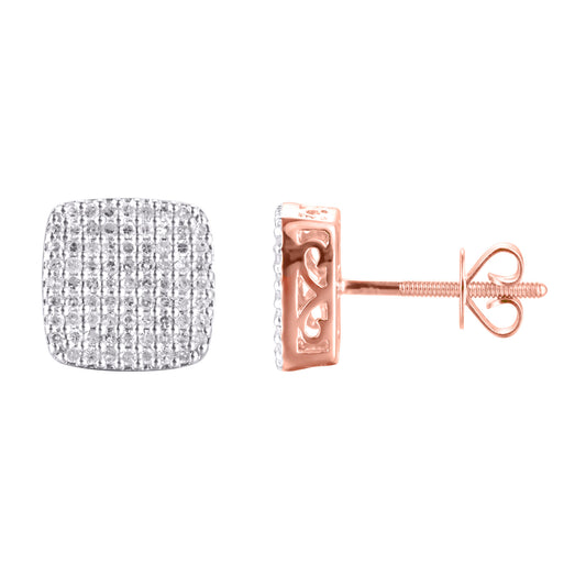 10 Karat Rose Gold 0.50 Carat Diamond Cushion Earrings-0125160-RG