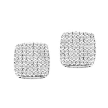 10 Karat Yellow Gold 0.12 Carat Diamond Cushion Stud Earrings-0125162-YG