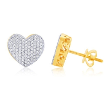 10 Karat White Gold 0.12 Carat Diamond Heart Stud Earrings-0125366-WG