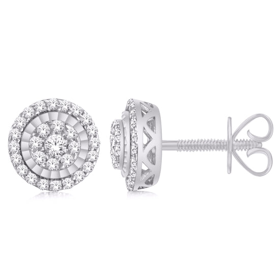 10 Karat White Gold 0.26 Carat Diamond Round Earrings-0125408-WG