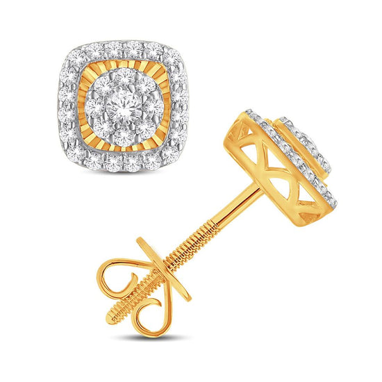 10 Karat Yellow Gold 0.50 Carat Diamond Cushion Earrings-0125413-YG