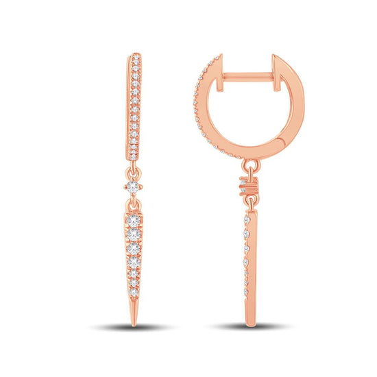 10 Karat All Rose Gold 1.57 Carat Diamond Classic Dangling Earrings-0125419-ALR