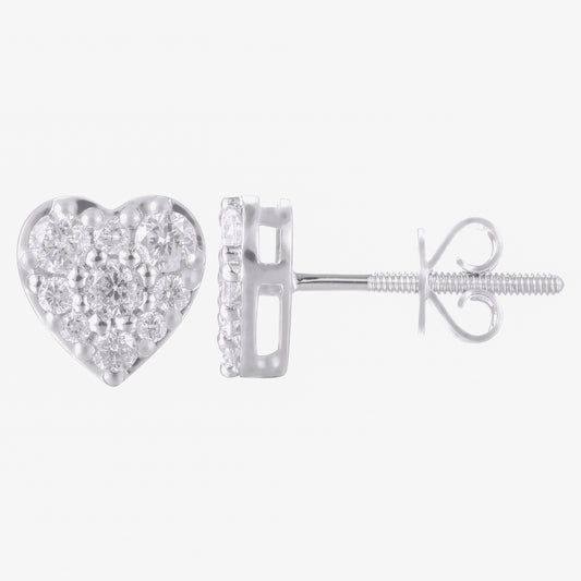 10 Karat White Gold 0.50 Carat Diamond Heart Earrings-0125784-WG