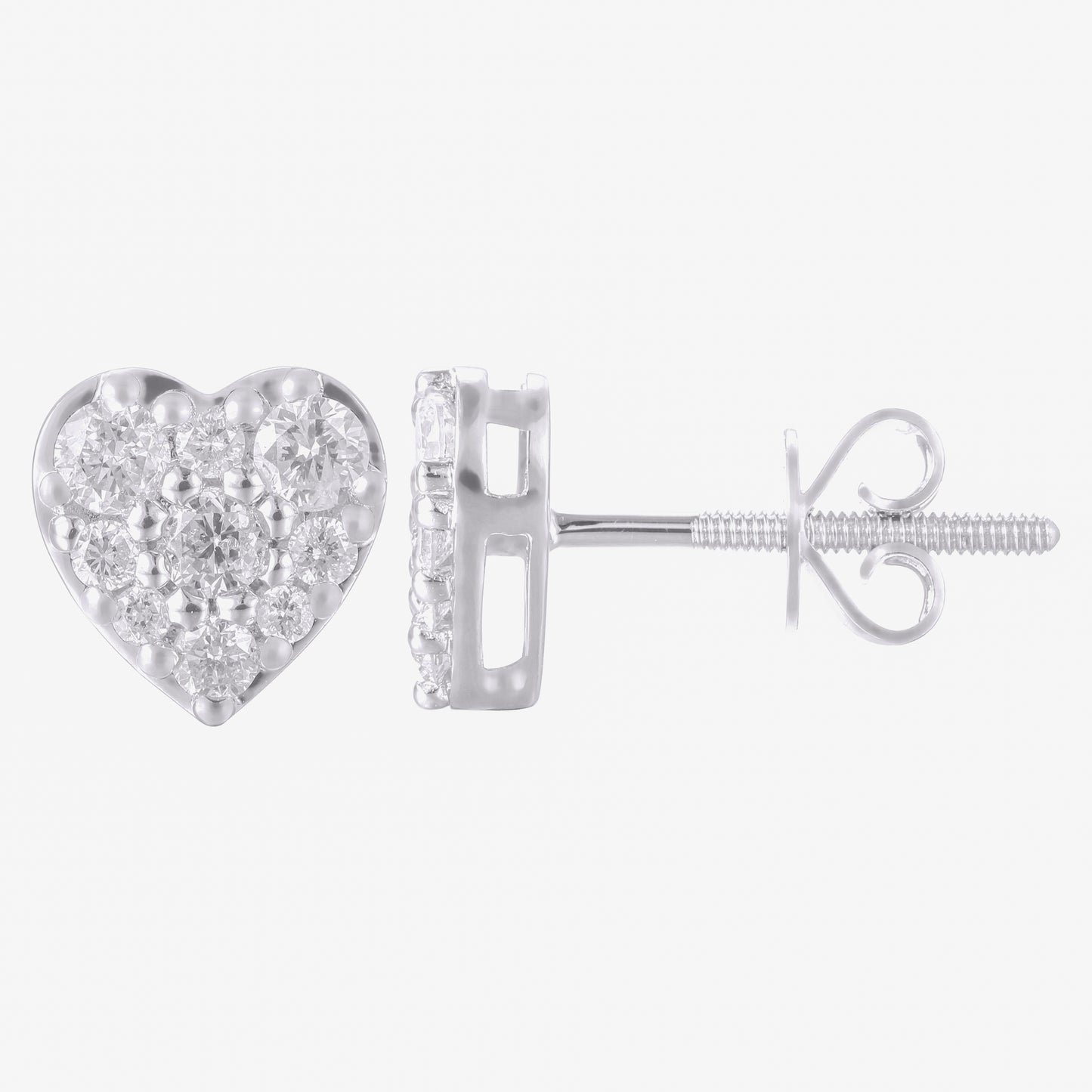 10 Karat White Gold 0.50 Carat Diamond Heart Earrings-0125784-WG