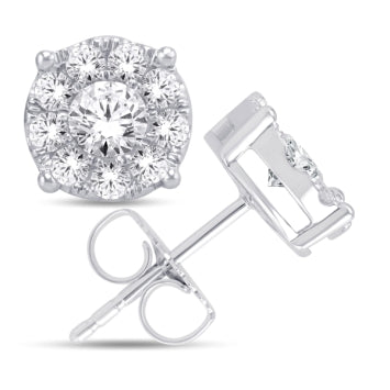 14 Karat White Gold 0.25 Carat Diamond Flower Stud Earrings-0125831-WG